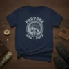 Provoke and I Poke t-shirt with a graphic of a porcupine holding a shield