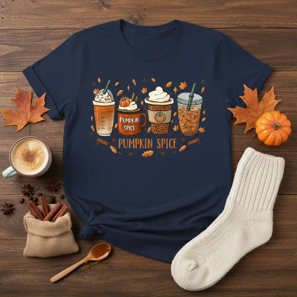 Pumpkin Spice Everything Fall Vibes T-Shirt Cozy Autumn Coffee