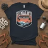 Punalu'u Black Sand Beach Hawaii t-shirt design featuring ocean waves, palm trees, and turtles