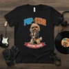 Pup Star Guitar Hero t-shirt design featuring a poodle in a leather jacket singing into a microphone