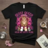 QUEEF QUEEN HEAR MY KITTY PURR text with a cat wearing a crown on a throne surrounded by kittens