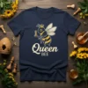 Queen Bee Chess T-Shirt design featuring a crowned bee holding a chess pawn, with "Queen BEE" text