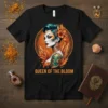 Queen Of The Bloom T-Shirt design featuring an elegant woman with floral accents and the text "Queen Of The Bloom"