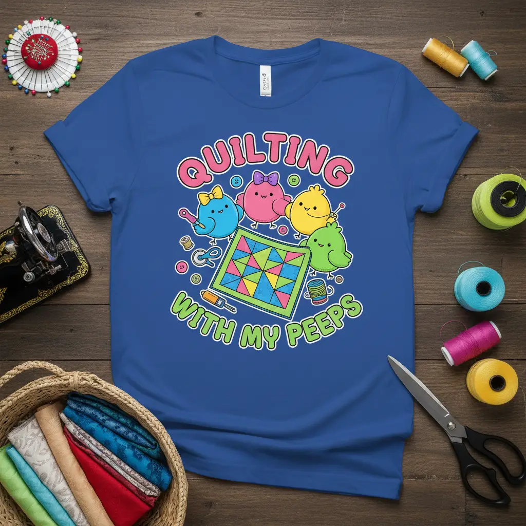 Quilting With My Peeps T-Shirt Cute Sewing Gift for Crafters
