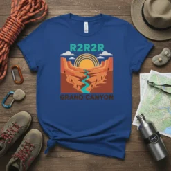 R2R2R Grand Canyon t-shirt design featuring a landscape with hikers and a river