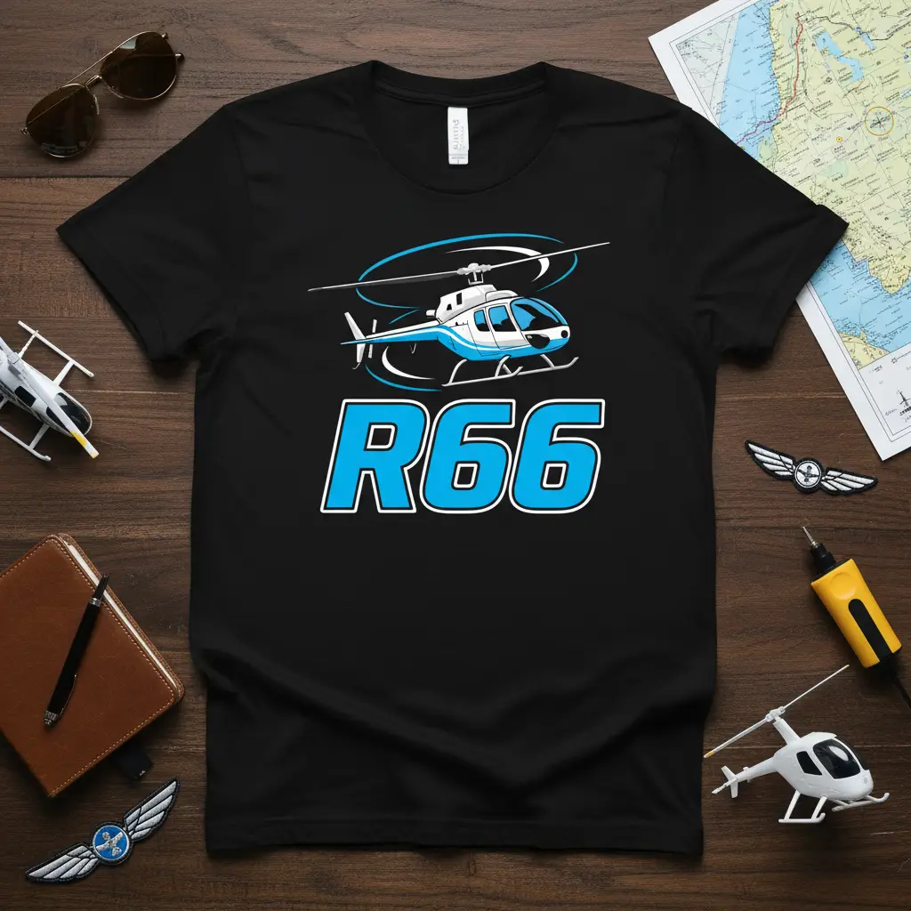 R66 Helicopter Pilot T-Shirt Aviation Enthusiast Gift