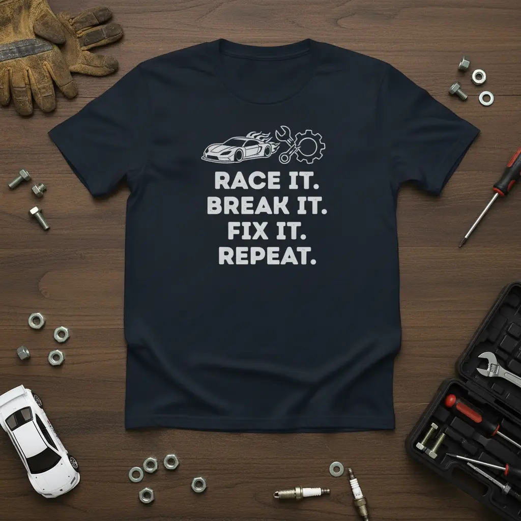 Race It. Break It. Fix It. Repeat. Car Enthusiast T-Shirt