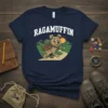 Ragamuffin dog wearing a backpack and hiking on a trail, text says RAGAMUFFIN