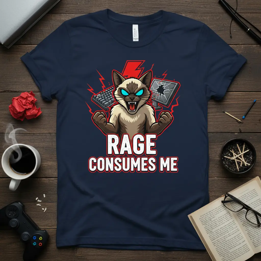 Rage Consumes Me Cat Gamer T-Shirt Funny Gaming Gift