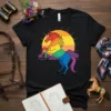 Rainbow Horse Sunset bold graphic design printed on comfortable cotton t-shirt