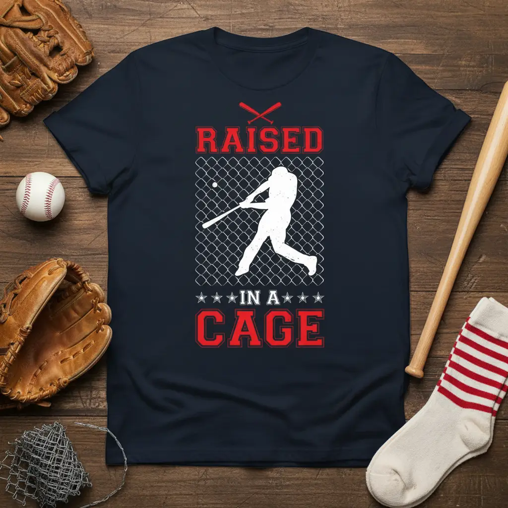 Raised in a Cage Baseball Training T-Shirt for Athletes