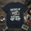 Raised On Old School Hip Hop T-Shirt with retro boombox and microphone design