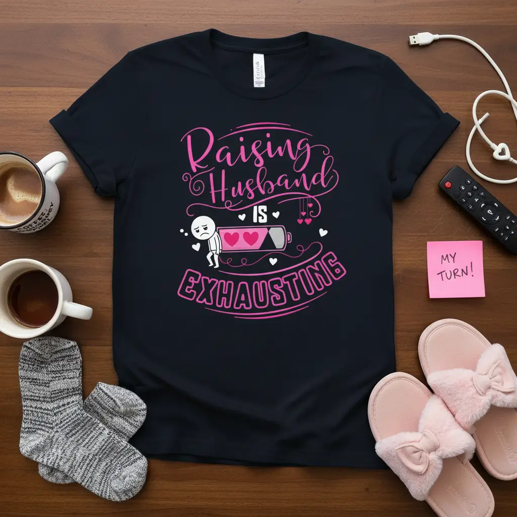 Raising Husband Is Exhausting Funny Wife T-Shirt Gift