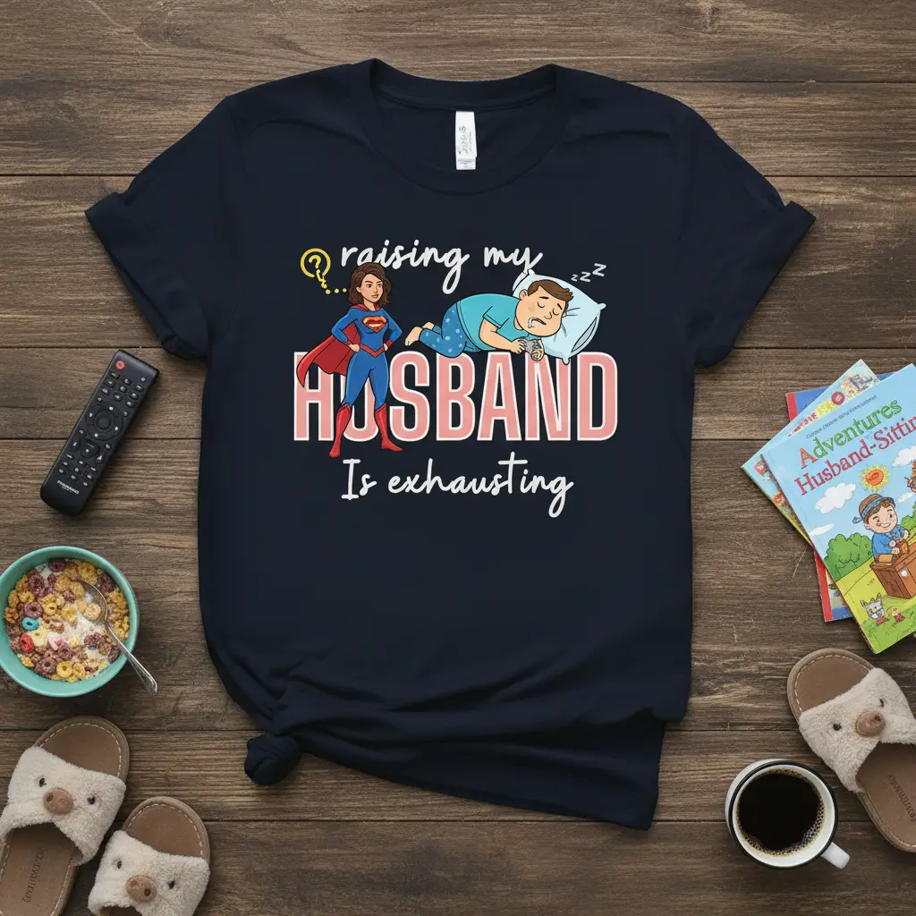 Raising My Husband Is Exhausting Funny Wife T-Shirt