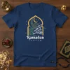 Ramadan Kareem t-shirt with elegant Arabic calligraphy and crescent moon design, navy blue tee for Muslims