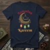 Ramadan Kareem t-shirt with crescent moon, mosque, and hanging lanterns graphic