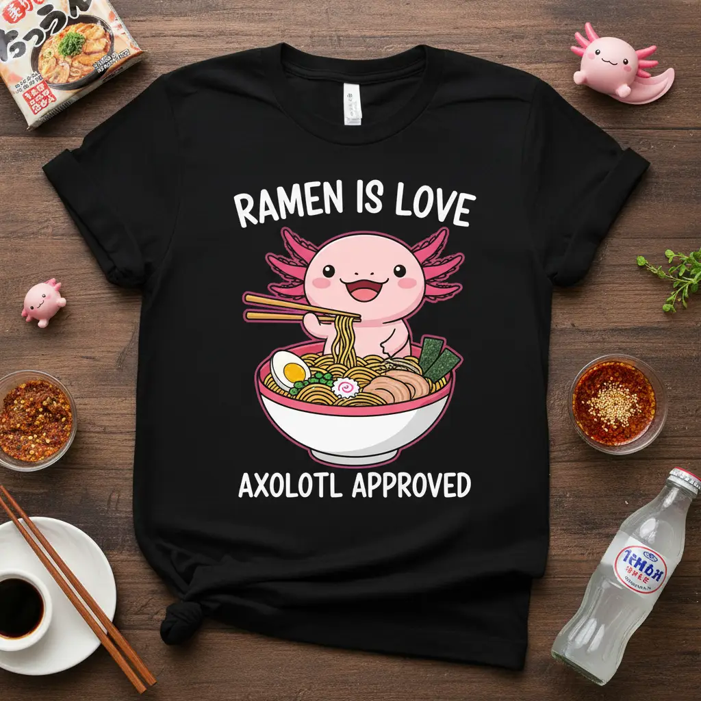 Ramen Is Love Axolotl Approved T-Shirt Funny Foodie Gift