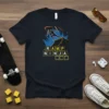 Ramp Ninja t-shirt design featuring a silhouetted ninja performing a trick on a skateboard ramp with stylized text