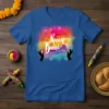 Rang Barse Festival of Colors Holi t-shirt design with colorful splashes and hands holding powder
