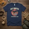 Rat Hunter Established 2024 t-shirt design with a dog and rat graphic on a target, vintage style