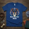 Rat Terrier Rule T-Shirt featuring a stylized portrait of a Rat Terrier dog with a crown and graphic circle