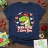 Cute cartoon dinosaur wearing a red cap with 'R' and the text "Rawr Means I Love You" on a navy