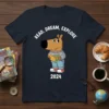 Read, Dream, Explore 2024 t-shirt design with a cartoon dog reading a book and the year 2024