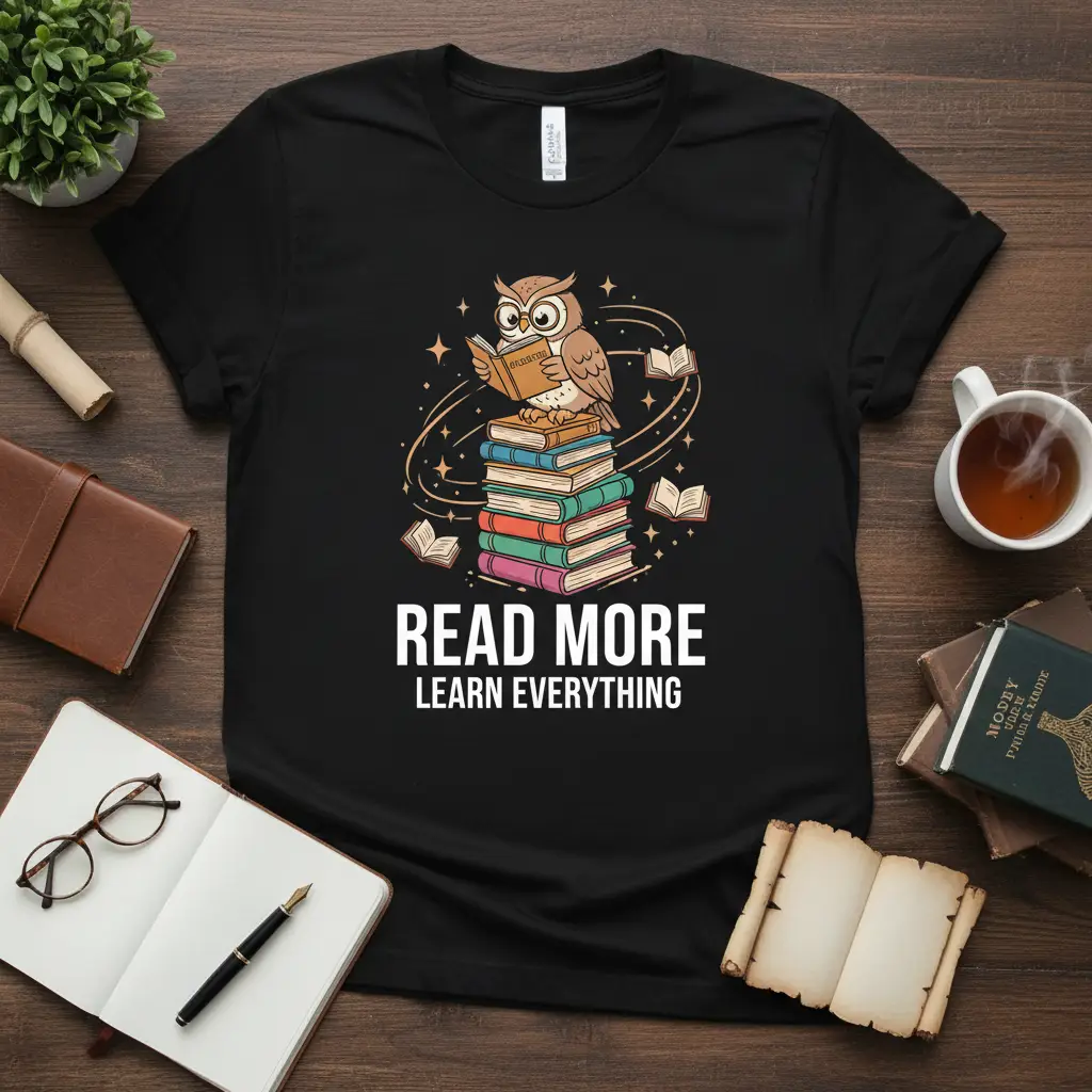 Read More Learn Everything Owl T-Shirt Book Lover Gift