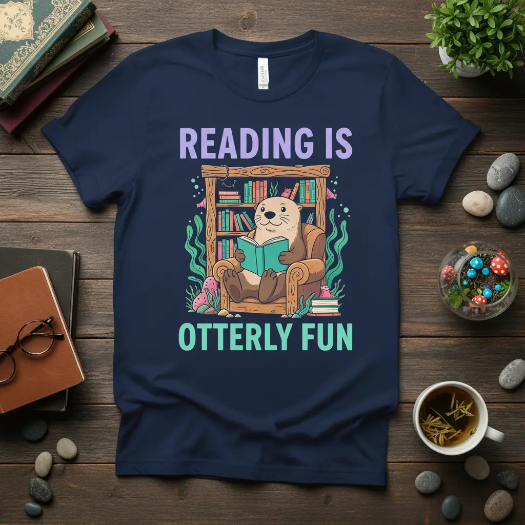 Reading Is Otterly Fun T-Shirt Cute Otter Book Lover Gift