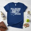 Real Doctors Treat More Than One Species veterinary t-shirt design with stethoscope and animal icons