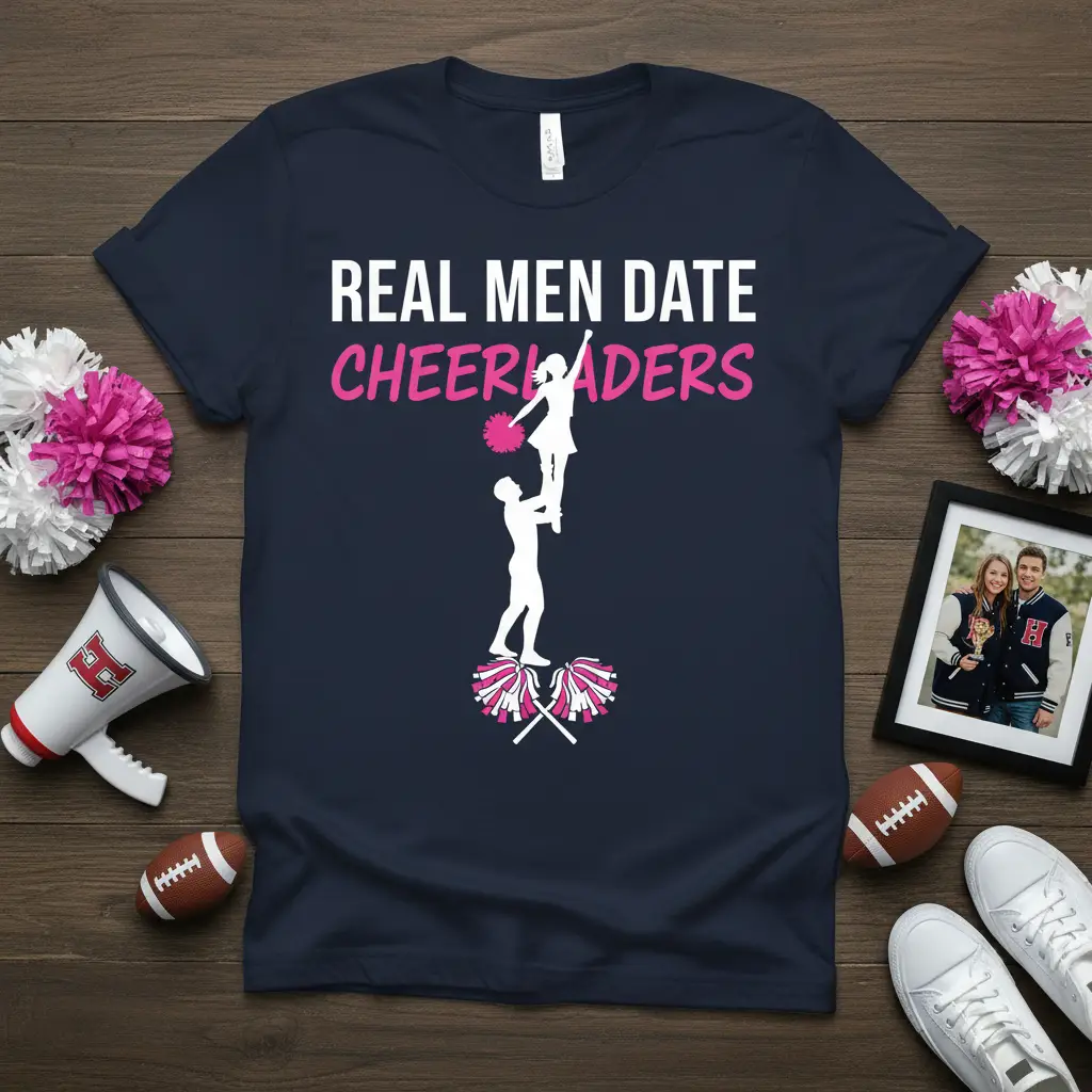 Real Men Date Cheerleaders T-Shirt Fun Gift for Boyfriends