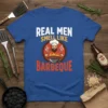 Real Men Smell Like Barbeque text with a chef grilling on a t-shirt design
