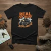 Real Off Road monster truck design with bold orange text on a black t-shirt