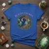 Reality Can Wait quote on a t-shirt with a whimsical fairy tree, moon, and stars graphic in purple and green
