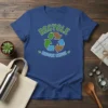 Recycle Reduce Reuse text with recycling symbol graphic on a blue t-shirt, eco-friendly apparel design