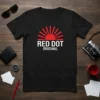 Black t-shirt featuring the Red Dot Original design with a red Japanese sun graphic and white text