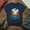 Red River Gorge Kentucky t-shirt design featuring rock climbers, eagle, river, and mountains