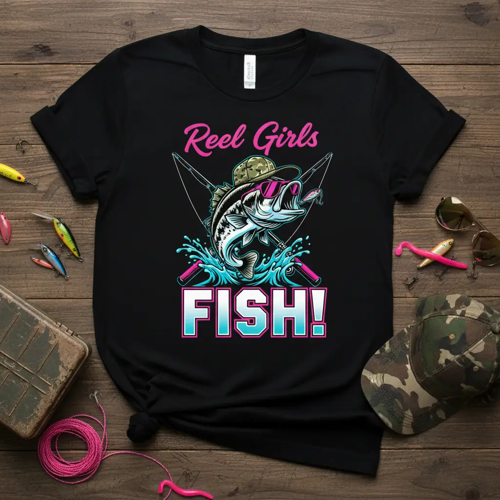 Reel Girls Fish! Bass Fishing T-Shirt for Women Anglers
