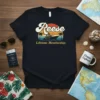 Retro t-shirt design with "Reese Lifetime Membership" text, a cruise ship, palm trees, and a sunset graphic