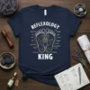 Reflexology King t-shirt with detailed foot reflexology chart on navy blue fabric