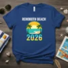 Rehoboth Beach 2026 graphic t-shirt with palm trees, ocean, and sunset design