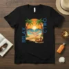 Relax Chill T-Shirt with beach hammock, palm trees, and sunset graphic