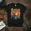 Retired and Unleashed EST. 2024 t-shirt with German Shepherd and motorcycle graphic at sunset