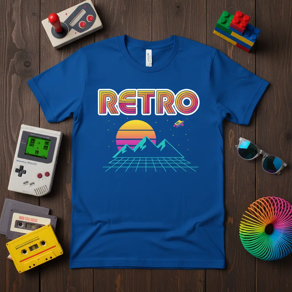 Retro 80s Sunset Mountains Graphic T-Shirt Gift