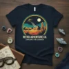 Retro Adventure Co. Explore The Cosmos t-shirt design with UFO and cosmic landscape