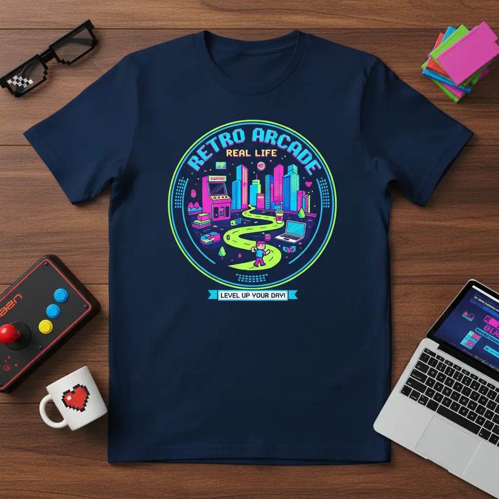 Retro Arcade Real Life T-Shirt Level Up Your Day Gamer Gift