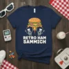 Retro Ham Sammich T-Shirt with cartoon robots and a large ham sandwich graphic
