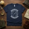 Navy t-shirt with "REUNITE PANGAEA" text and a circular graphic of the Earth split into continental shapes, designed for science