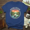 Rhine River Germany t-shirt design featuring a paddleboat on the river and scenic German landscape