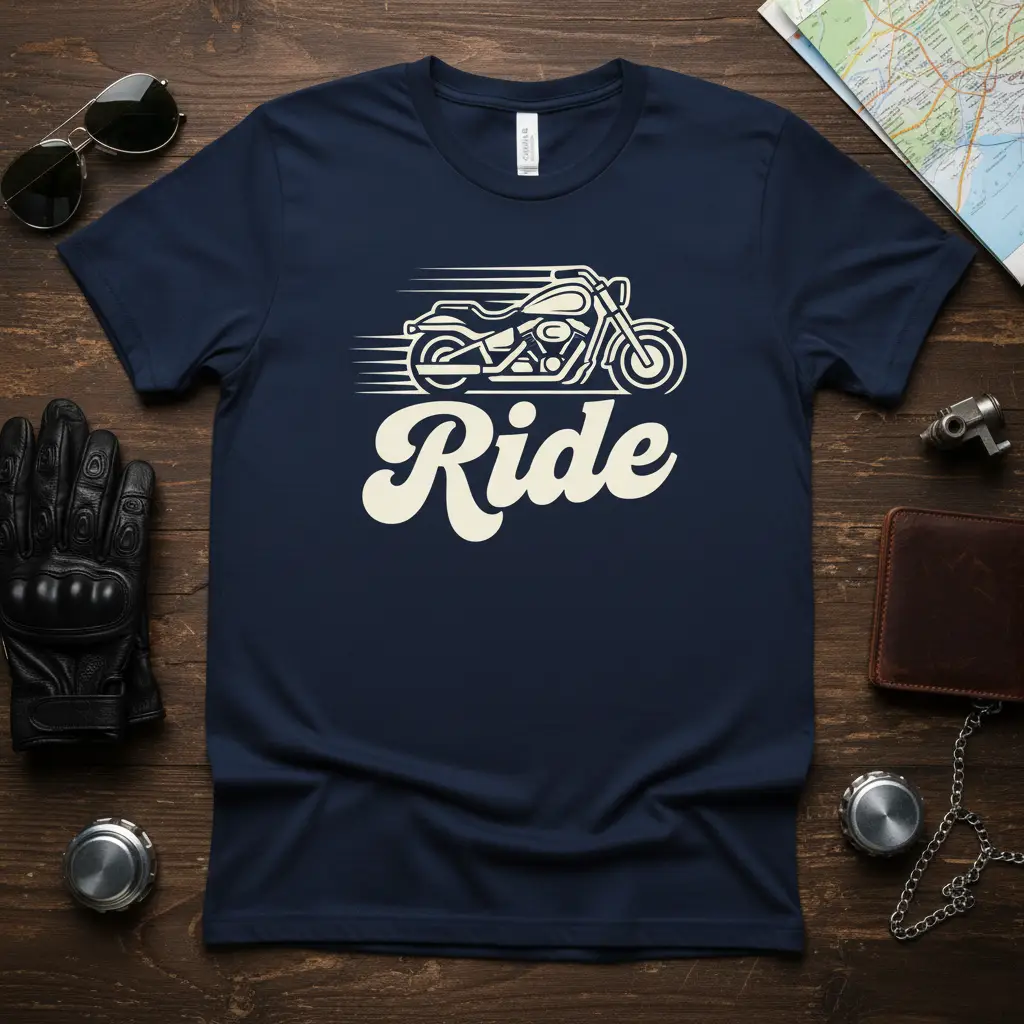Ride Motorcycle T-Shirt detailed print printed on durable material creating a standout t-shirt